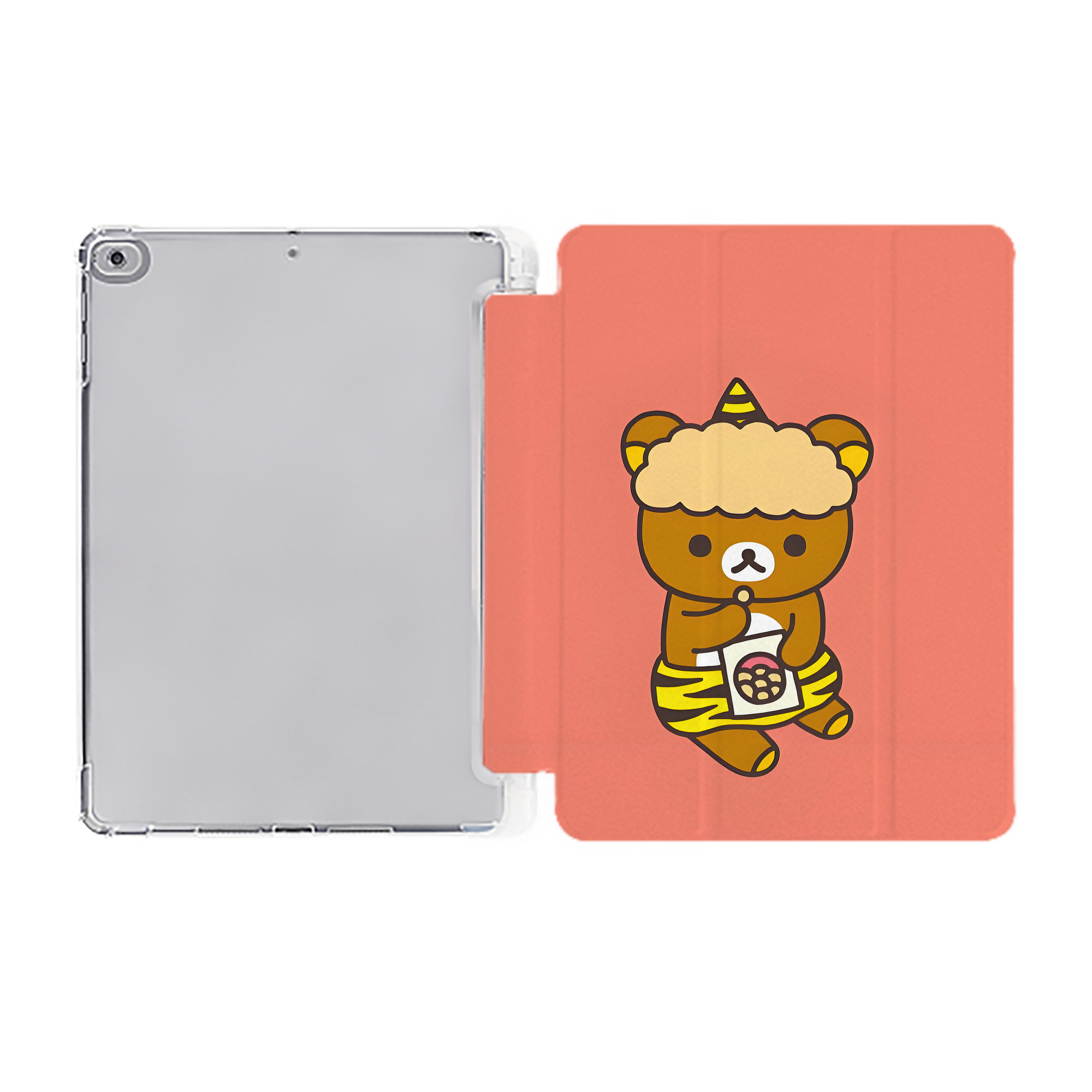 （画像用） リラックマ リラックマ キイロイトリ Rilakkuma Korilakkuma Kiiroitori IPad ケース ペン収納付き 三つ折りスタンド PUレザー×シリコン 対応機種9.5/10.5/10.9インチ